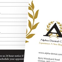 Appointment card for Alpha Dental Care